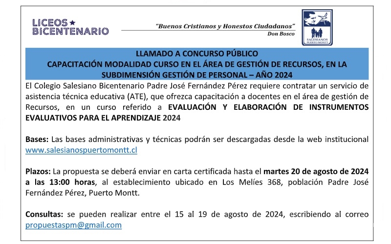 Bases Técnicas y Administrativas para la contratación de un Servicio de Asistencia Técnica Educativa (A.T.E.).