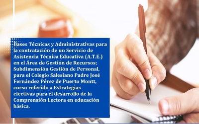 Bases Técnicas y Administrativas para la contratación de un Servicio de curso referido a Estrategias efectivas para el desarrollo de la Comprensión Lectora en educación básica.