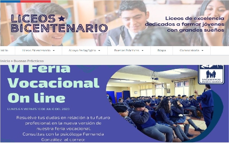 Mineduc destaca feria vocacional online, realizado por Colegio Bicentenario P. José Fernández Pérez.