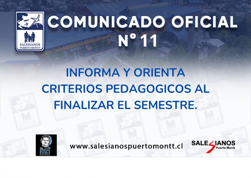 Comunicado Oficial N°11/25 Informa y orienta criterios pedagógicos al finalizar el semestre.