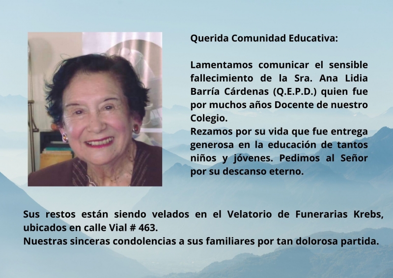 Fallecimiento de nuestra querida Ex-Colega Ana Lidia Barría Cárdenas